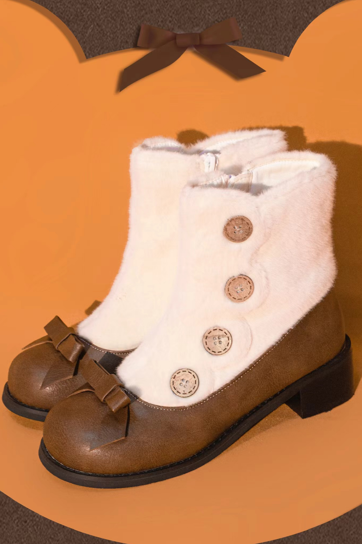 [pre-order] Retro Button Fur Socks Cover Fake Design Boots
