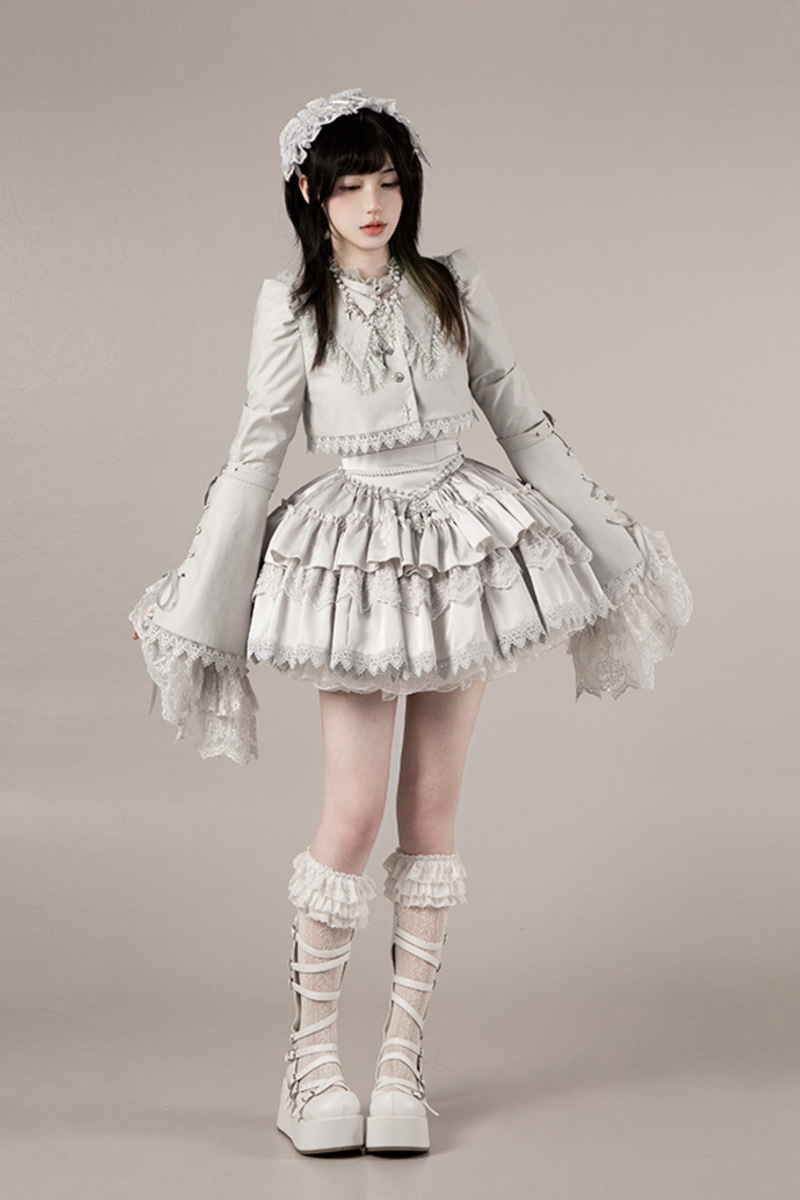 Gothic Lolita Skirt + Corset + Veil + Necklace + Waist Chain