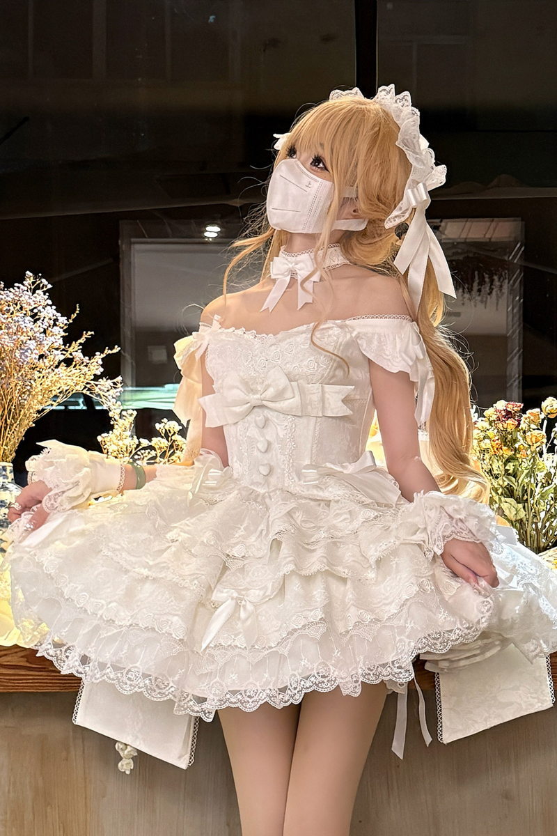 [pre-order] Princess Ballet Tiered Lolita Dress + Headband + Necklace + Sleeves + Tail