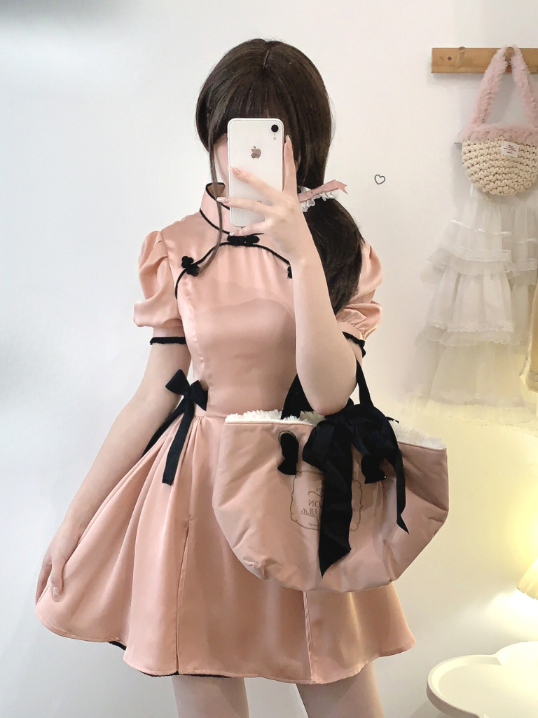 Chinese-style Detail Satin Dress