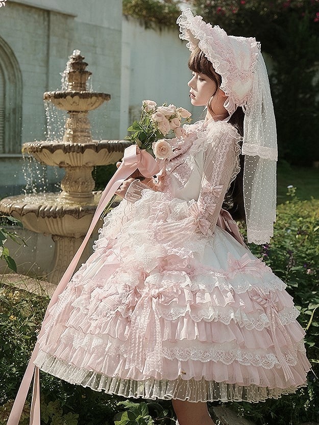 [pre-order Deadline: April 3] Pure Sweet Rose Fantasy Tiered Lolita Dress