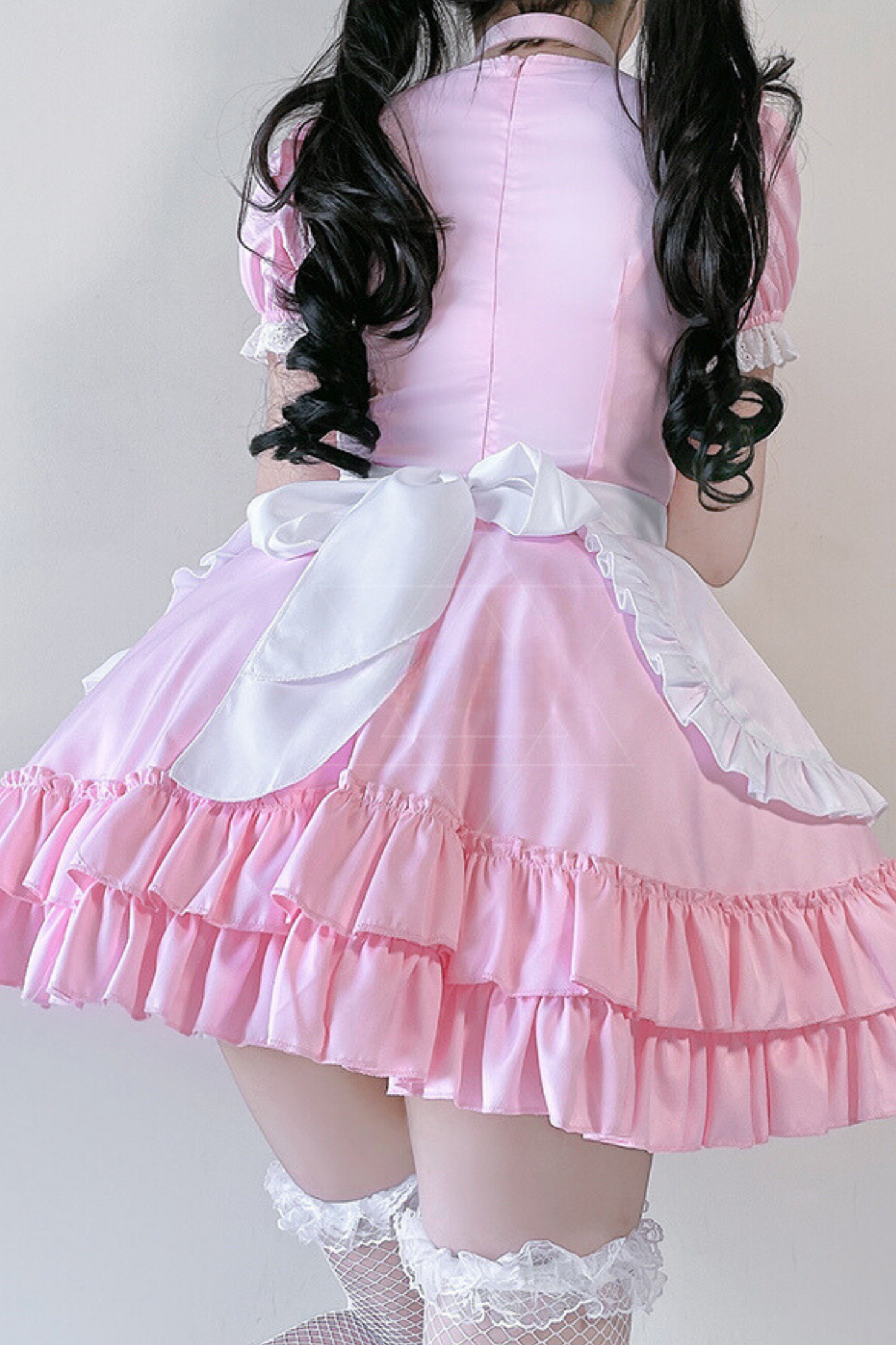 Double Ribbon Ruffle Lolita Maid Dress Set
