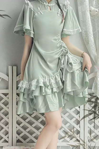 Ruffle Retro Cheongsam Dress