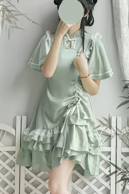 Ruffle Retro Cheongsam Dress