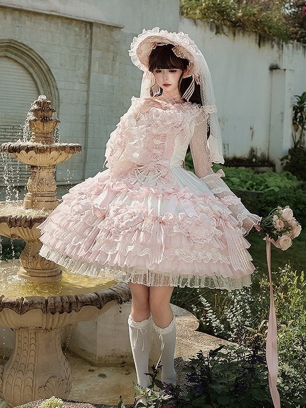 [pre-order Deadline: April 3] Pure Sweet Rose Fantasy Tiered Lolita Dress