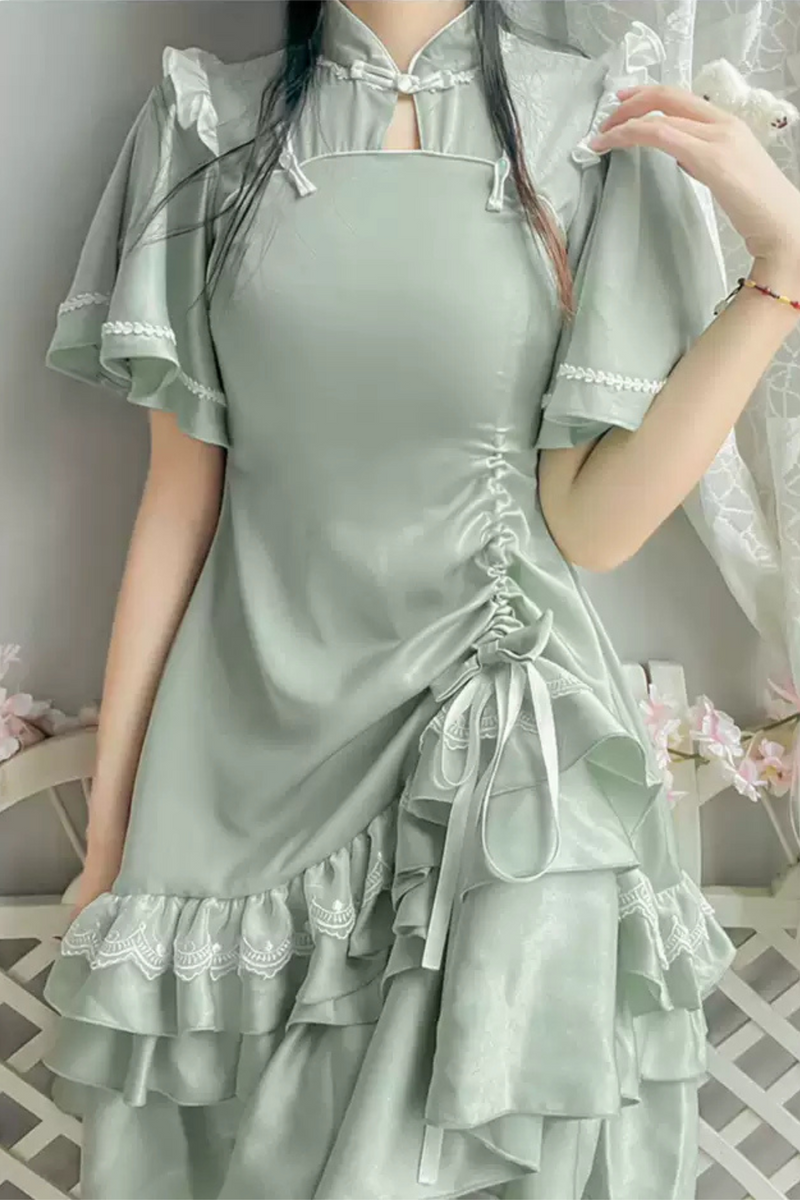 Ruffle Retro Cheongsam Dress
