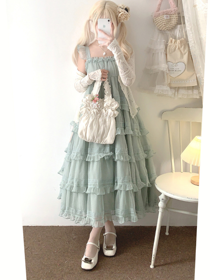 Lace Layered Tiered High Waist Dress