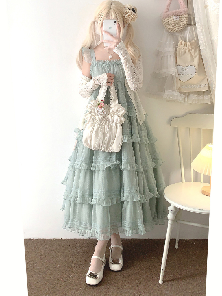 Lace Layered Tiered High Waist Dress