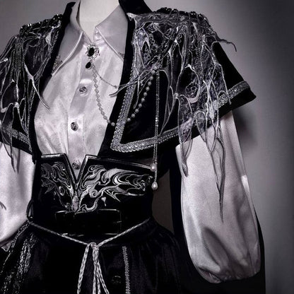 [pre-order] Dark Fantasy Embroidery Cape + Shirt + Corset Train + Pants/skirt Complete Set + Full Set