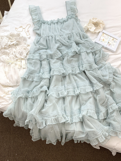 Lace Layered Tiered High Waist Dress