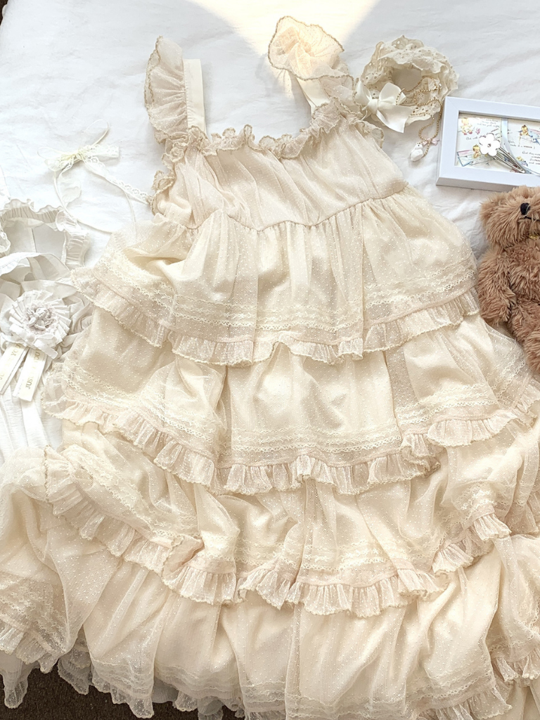 Lace Layered Tiered High Waist Dress