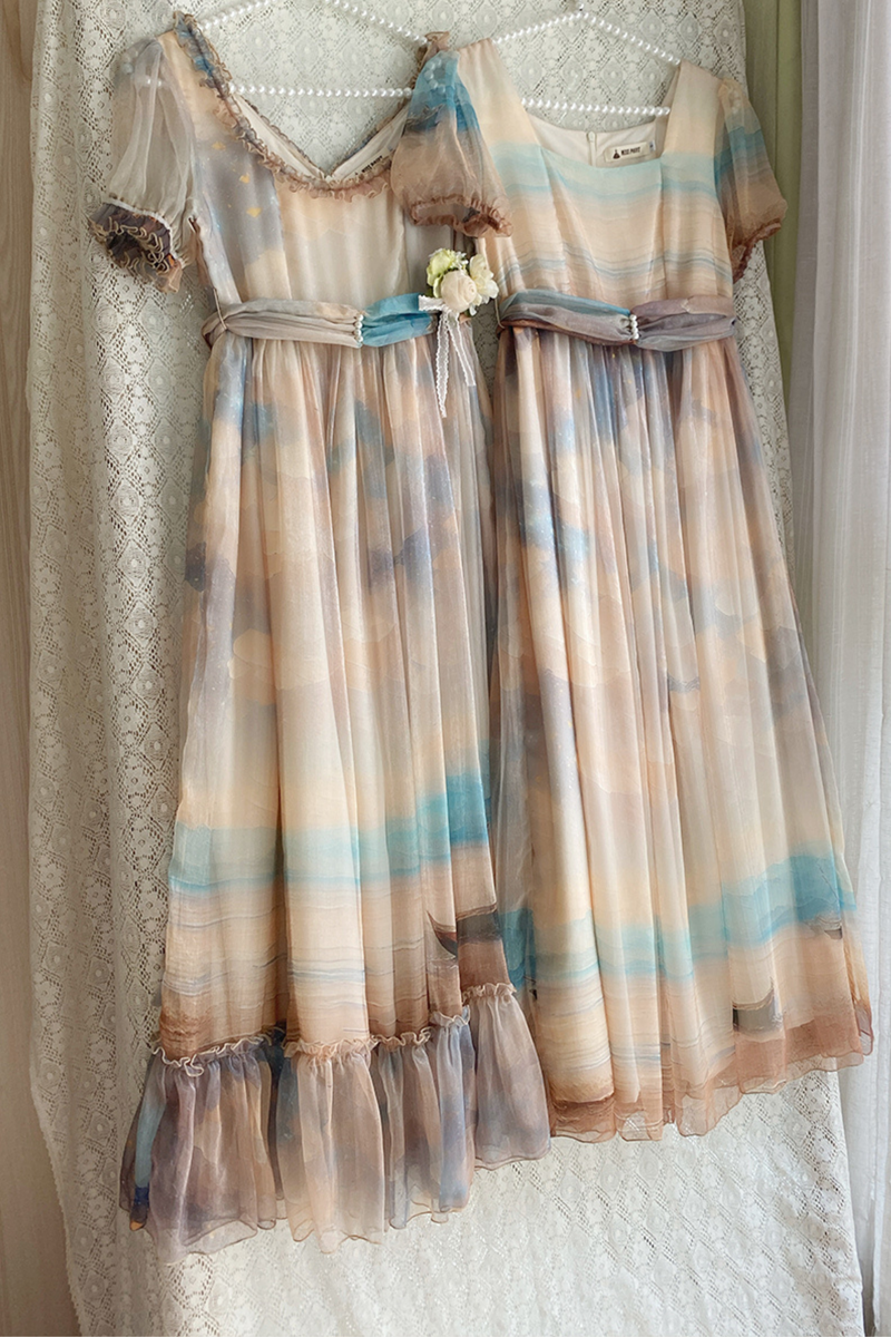 Marble Art High Waist Mark Lolita Dress