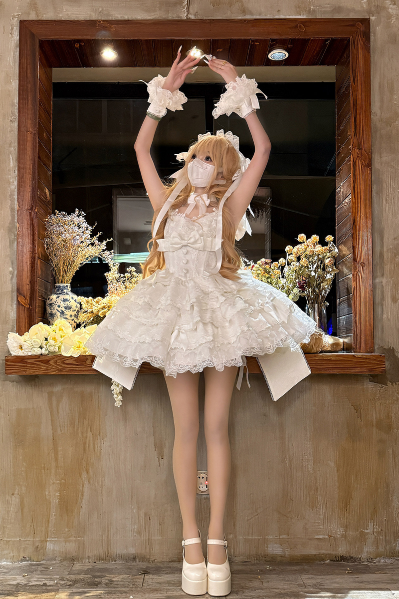[pre-order] Princess Ballet Tiered Lolita Dress + Headband + Necklace + Sleeves + Tail