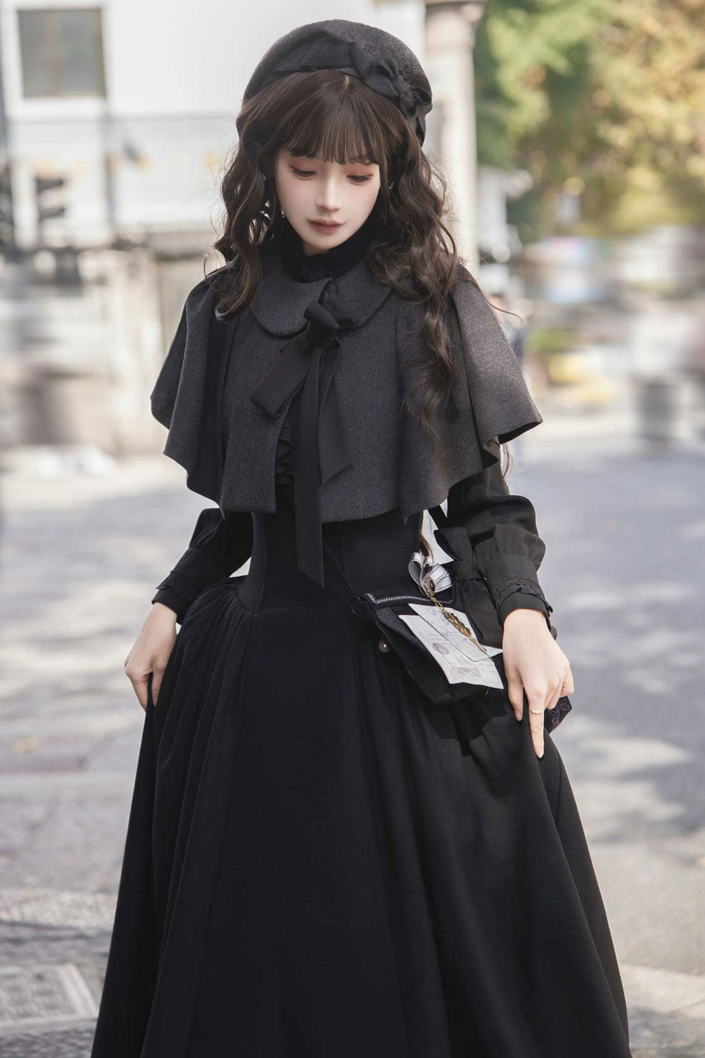 British Detective Lolita Coat + Cape + Skirt + Shirt + Bag + Brooch + Hat + Beret + Necklace