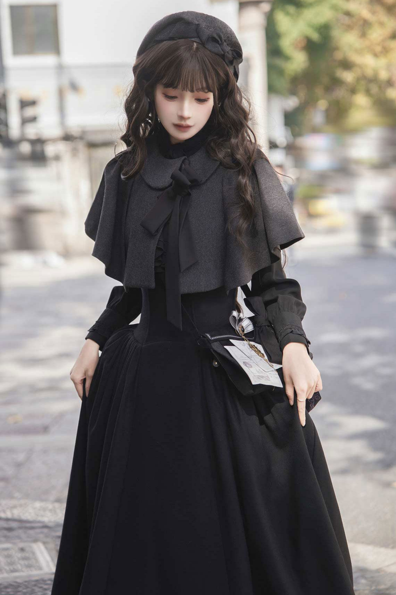 British Detective Lolita Coat + Cape + Skirt + Shirt + Bag + Brooch + Hat + Beret + Necklace
