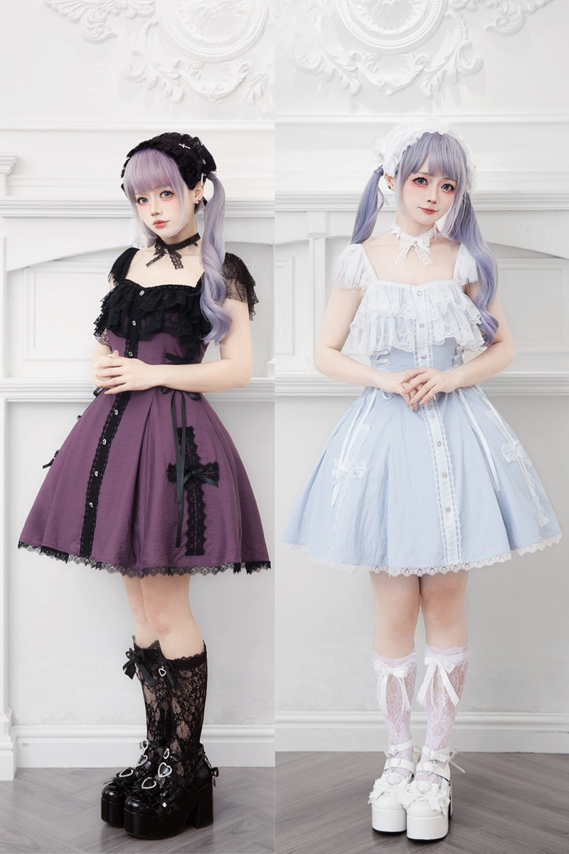 [reservations] Gothic Dark Mine Lace Flying Sleeve Dress + Choker