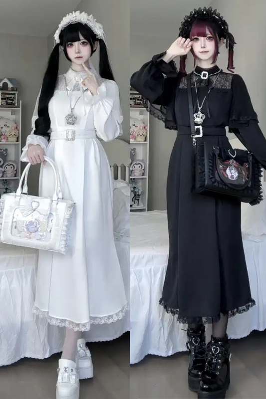 [pre-order] Clear Lace Ribbon Long Dress