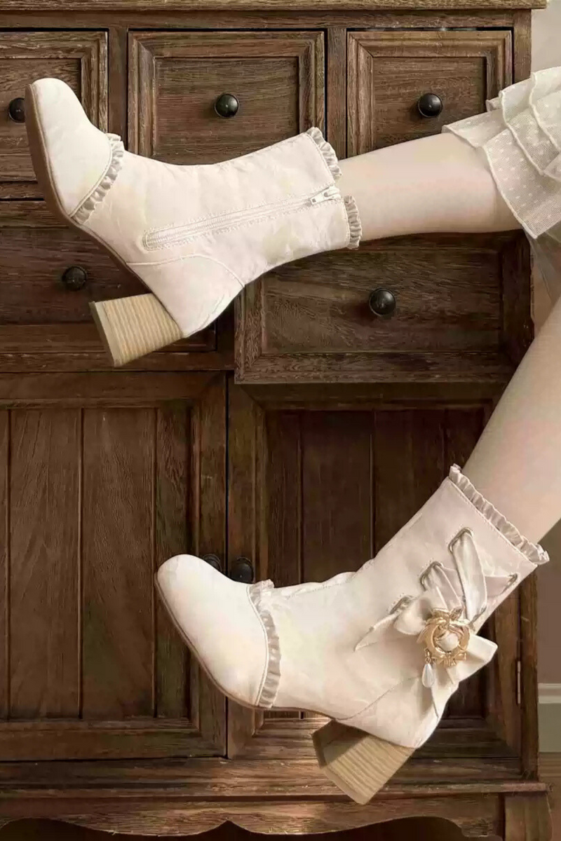 Lolita Classical Ribbon Short Boots