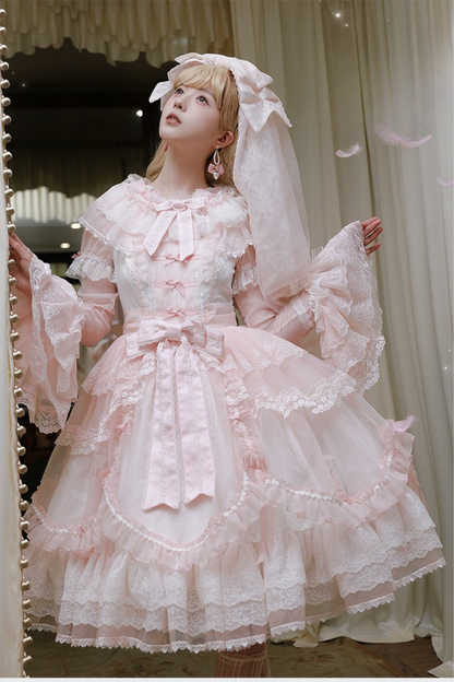 [pre-order] Candy Flavor Flower Lace Tulle Dress + Ribbon Veil