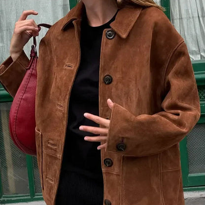 Suede Leather Coat