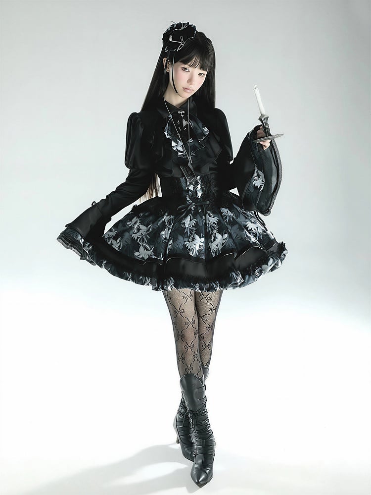 [pre-order Deadline: May 13] Bone Iris Gothic Black Ruffle Shirt + Corset Skirt + Accessories