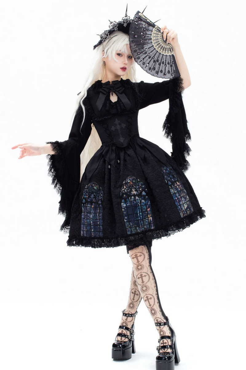 Gothic Lolita Jumper Skirt + Dark Top + Girdle