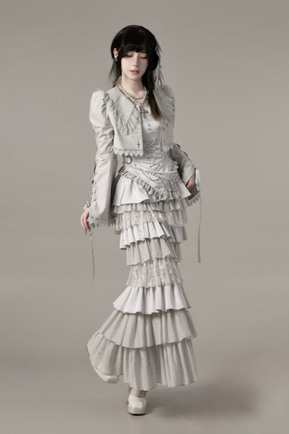 Gothic Lolita Skirt + Corset + Veil + Necklace + Waist Chain
