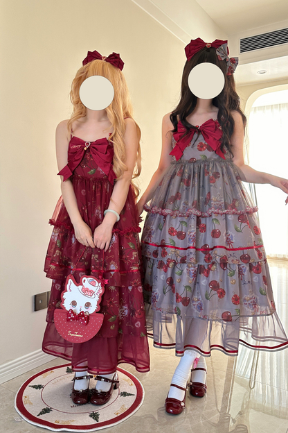 Retro Antique Cherry Sweet Lolita Dress + Jumper Skirt