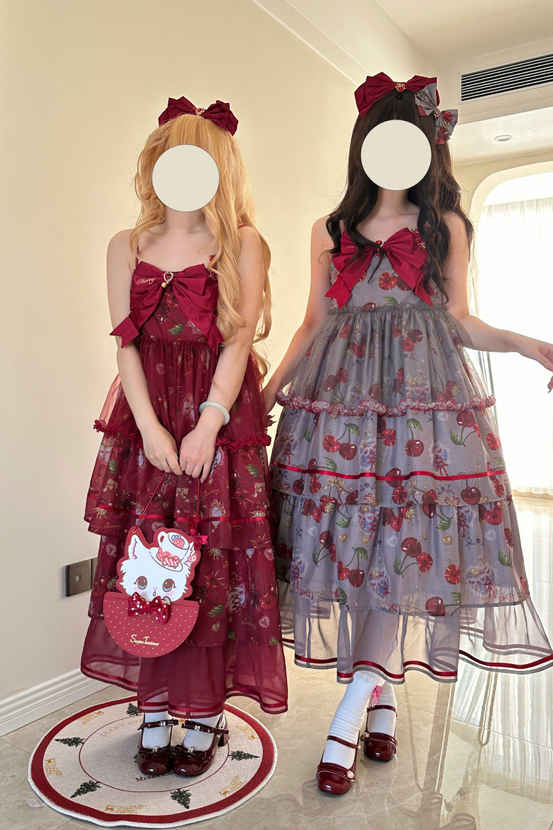 Retro Antique Cherry Sweet Lolita Dress + Jumper Skirt