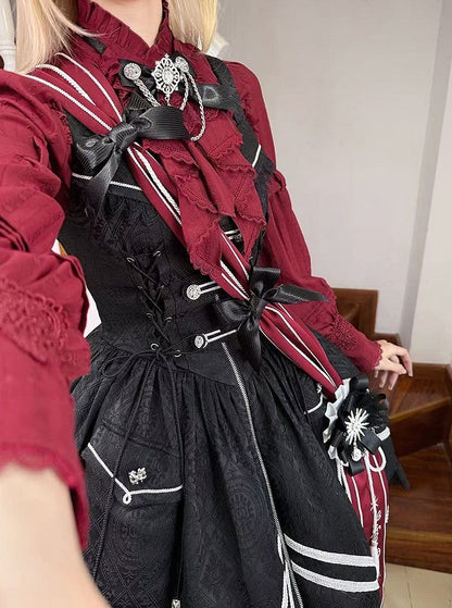 [pre-order Deadline: April 23] Dawnbreaker Gothic Jacquard Military Bustier Suspender Dress