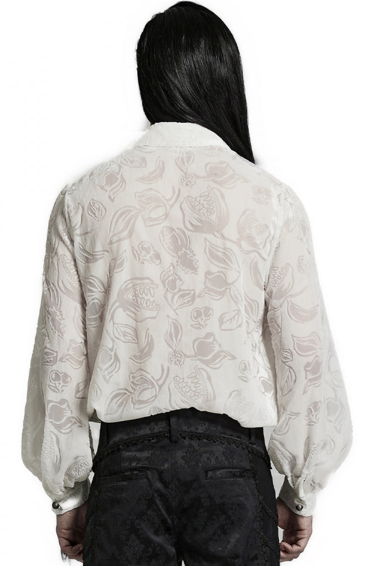 Piranha Print Lapel Collar Long Sleeves Gothic Blouse 2 Colors