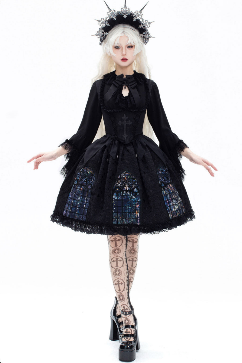 Gothic Lolita Jumper Skirt + Dark Top + Girdle