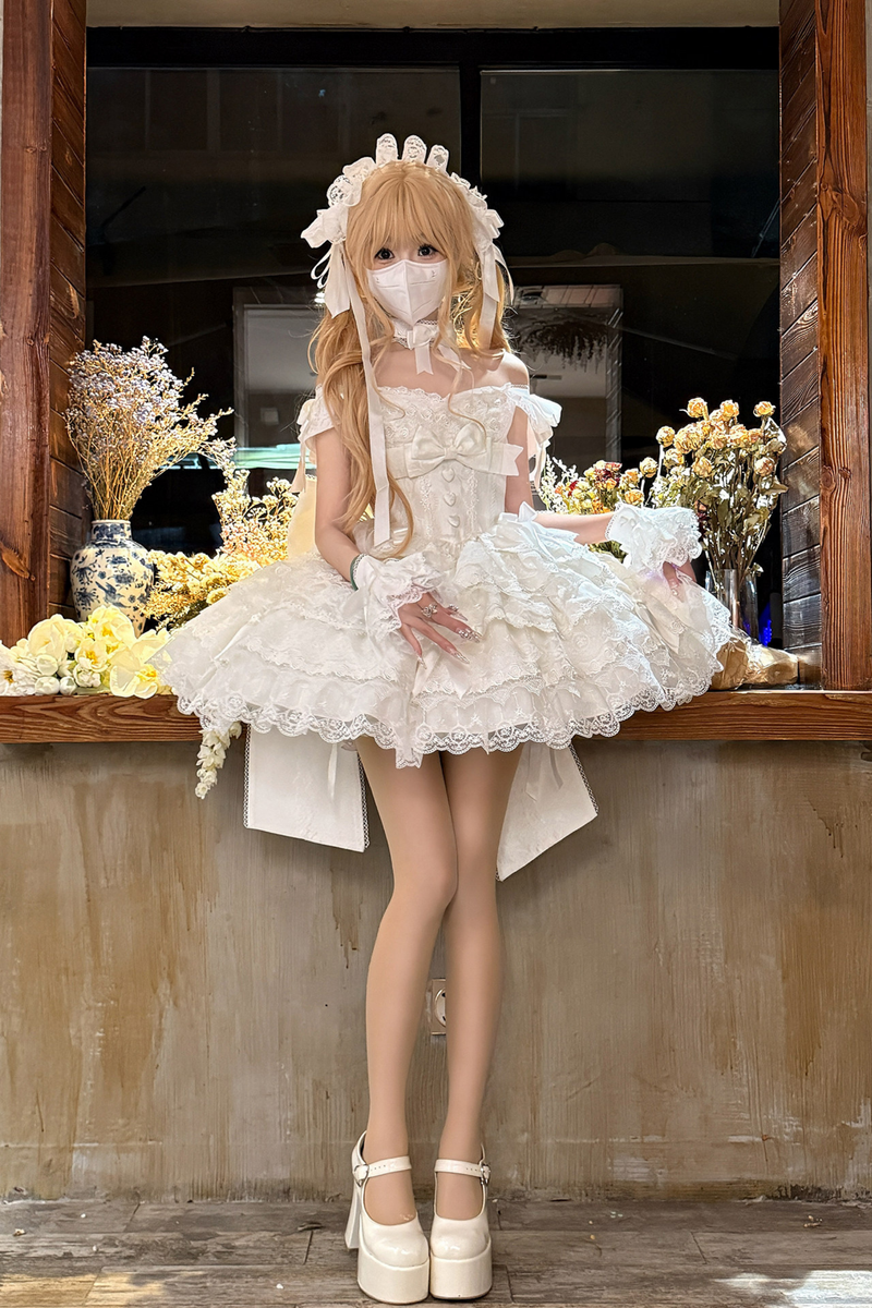 [pre-order] Princess Ballet Tiered Lolita Dress + Headband + Necklace + Sleeves + Tail