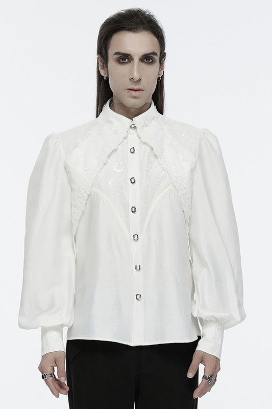 White Long Puff Sleeves Lace Gothic Blouse