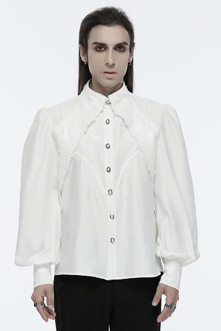 White Long Puff Sleeves Lace Gothic Blouse
