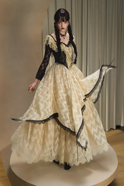 Lace Maid Retro Waist French Dress