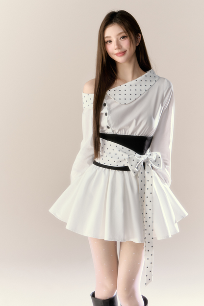 Heartbeat Signal Off Shoulder Shirt Dress