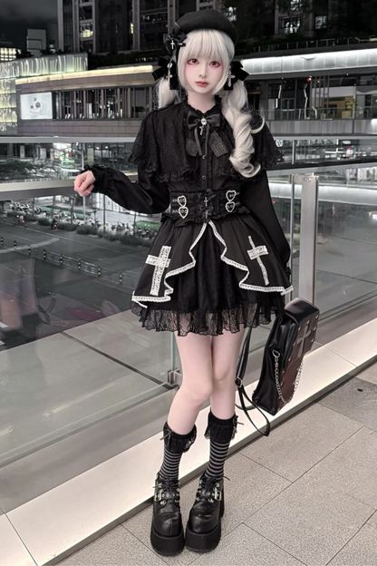 Cape Style Shirt + Cross Skirt + Hat