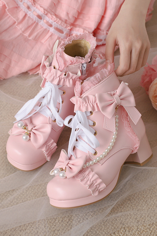 Pearl Ribbon Sweet Lolita Boot