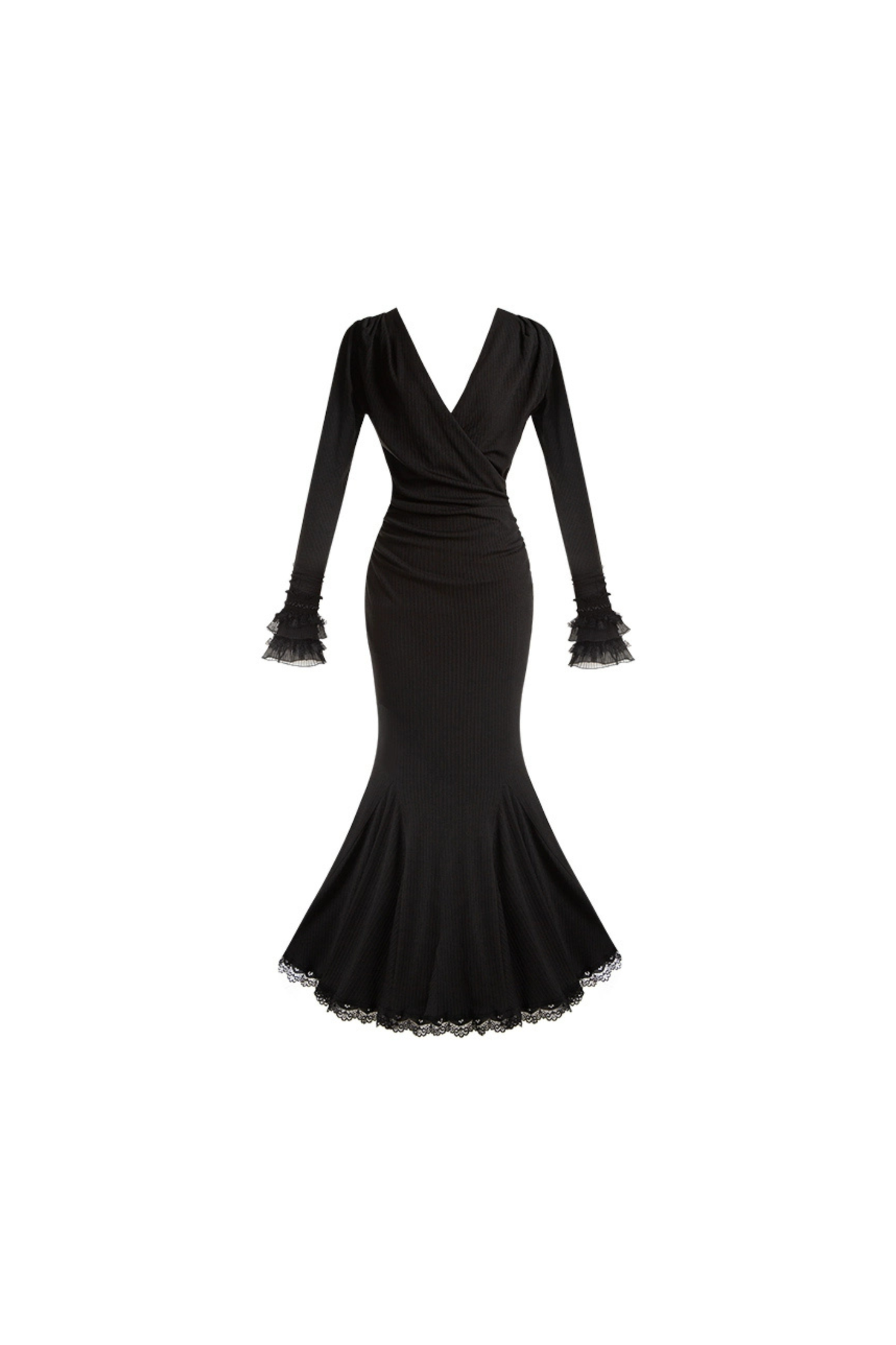 Low V-neck Knit Stretch Slim Dress