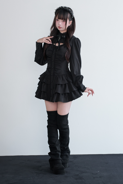 Little Goth Lace Ribbon Dress + Shorts