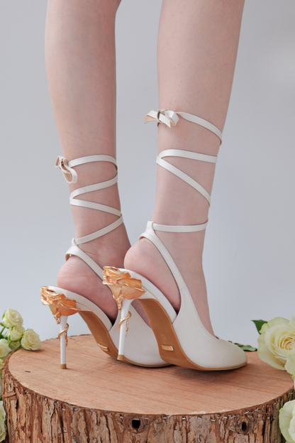 Rose Heel Leather Strap Back Heel