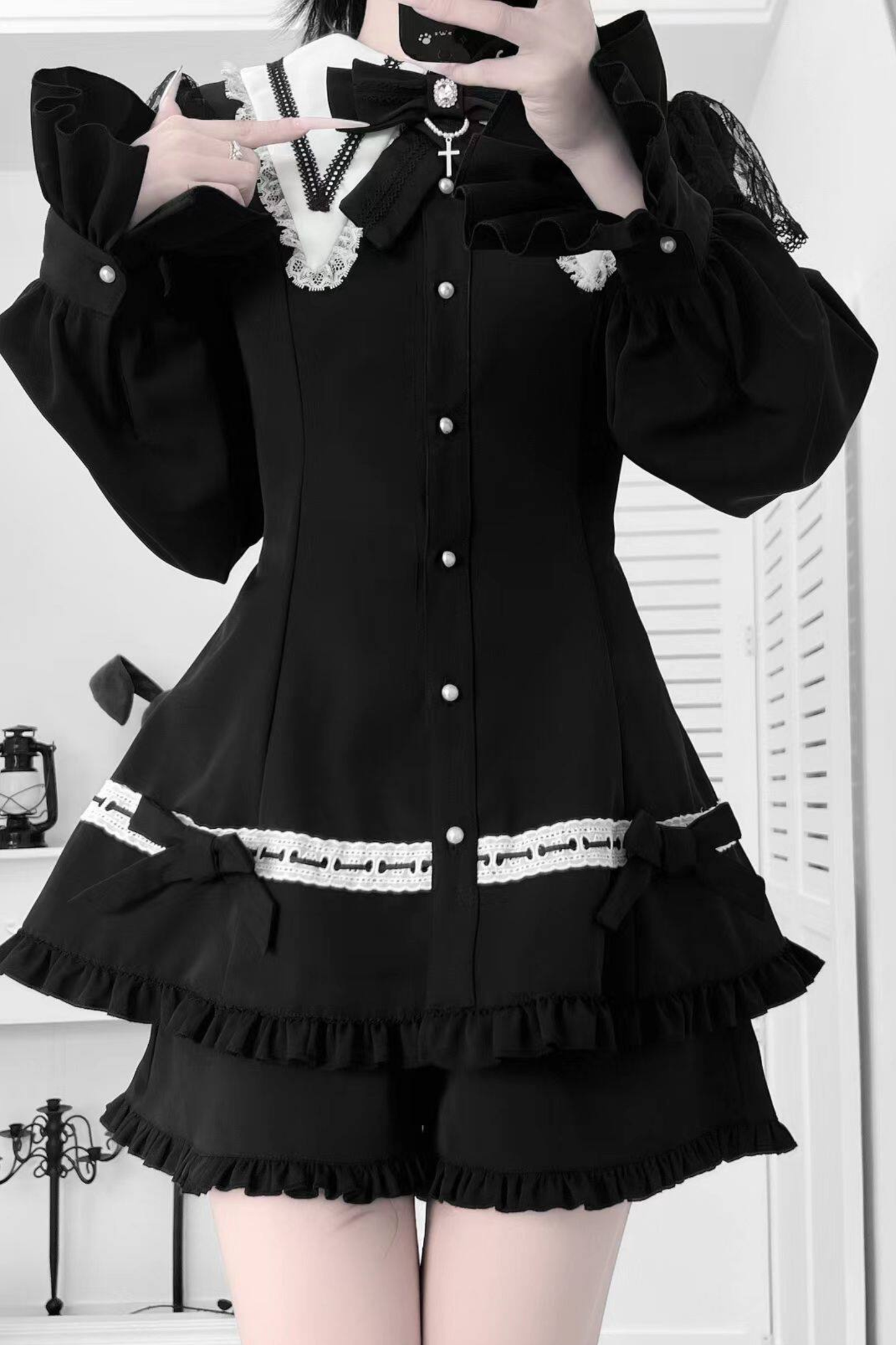 Gothic Ruffled Dark Top + Shorts