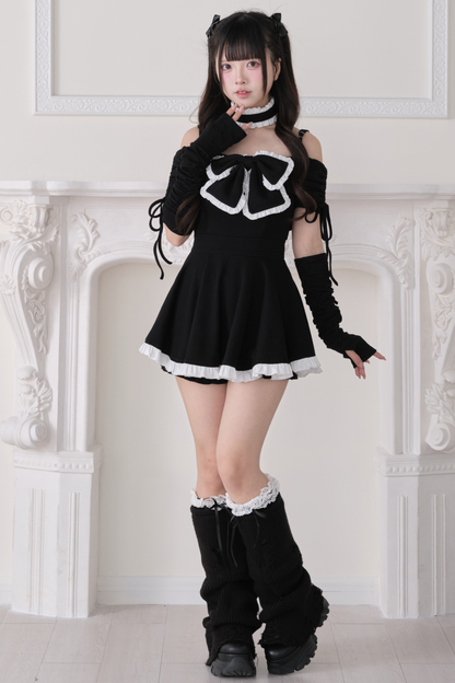 Big Ribbon Off-shoulder Dress Set