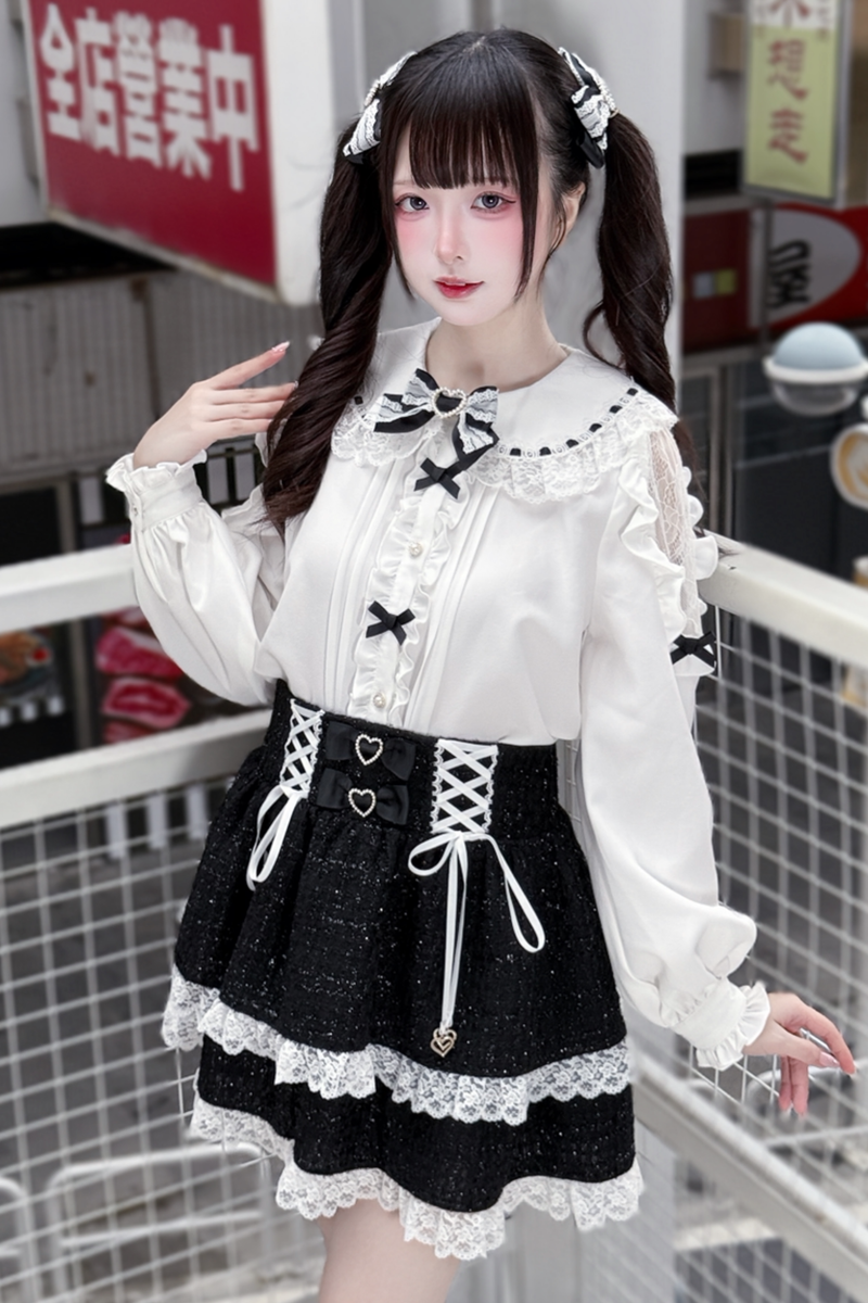 Dark Sweet Tweed Jacket + Shirt + Skirt + Clip