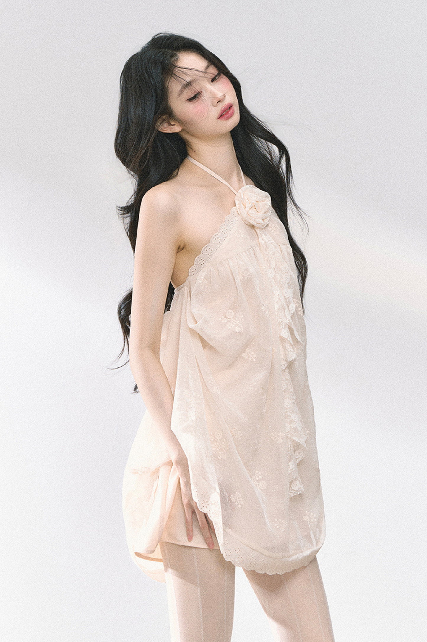 Wendy Lace Flower Halter Neck Dress