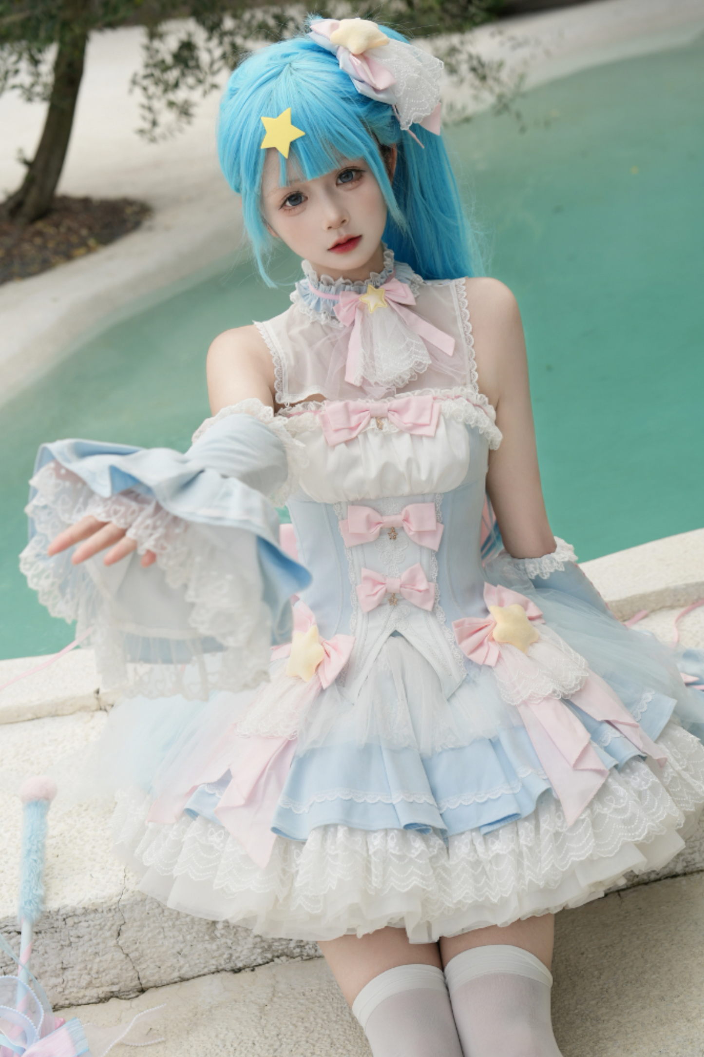 Magic Fairy Sparkling Water Lolita Top + Skirt + Hair Clip + Tail + Magic Stitching