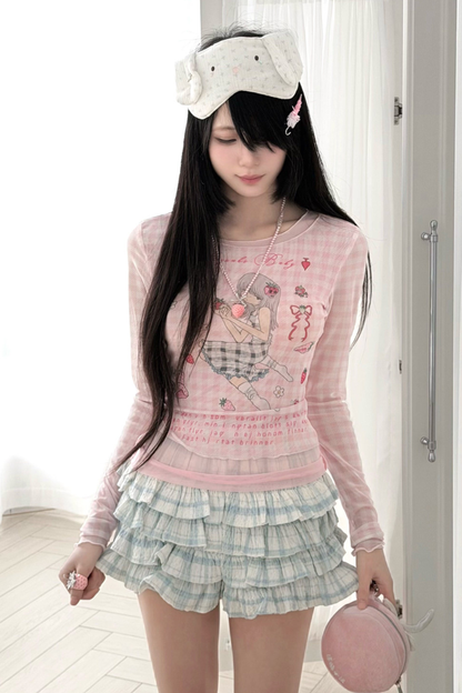 Macaron Peach T Shirt + Ruffle Culottes