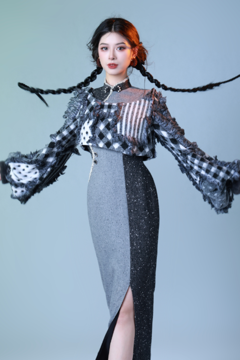 Check Design Mode Chinese Dress