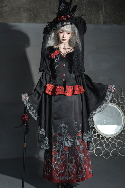 Gothic Gradient Gothic Skirt + Top + Cardigan + Shirt